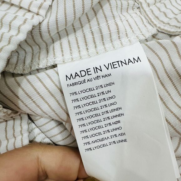 NWT Club Monaco Striped Linen Blend Belted Pull-on Shorts Khaki size 10 $129 - Picture 8 of 11